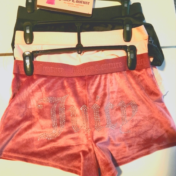 Juicy Couture Pants - Juicy Couture Women's Velour Shorts - Pink, Black, and Peach